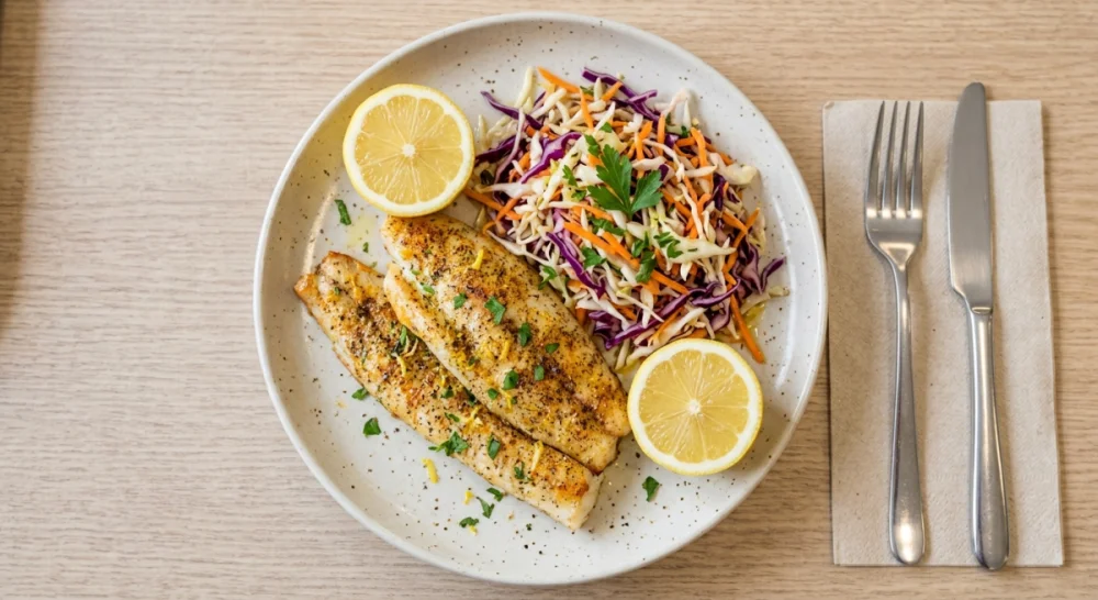 Ryba pieczona (filet) z surówką